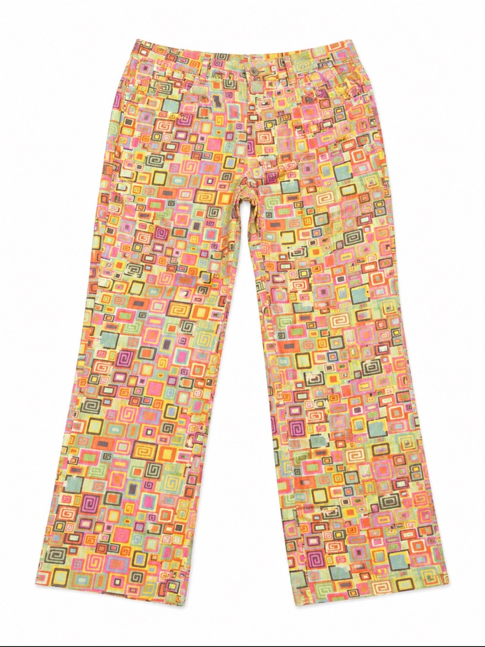 The Ragged Priest Y2K Geometric Print Wide Leg Pants Size 14 Like New